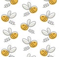 Buzzy Bee Seamless repeating vector pattern on a white background Royalty Free Stock Photo