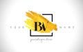 BV Golden Letter Logo Design with Creative Gold Brush Stroke