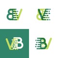 BV letters logo with accent speed in light green and dark green