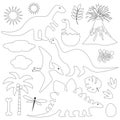 Black outline dinosaur digital stamps