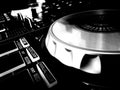 Dj controller detailed in black and white