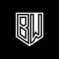 BW Logo monogram shield geometric black line inside white shield color design