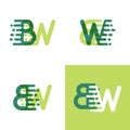 BW letters logo with accent speed in light green and dark green