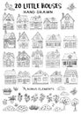 20 Hand-Drawn Houses and Cottages Clipart with Bonus Floral Elements â Vector & PNG Royalty Free Stock Photo