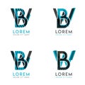 The BW Logo Set of abstract modern graphic design.Blue and gray with slashes and dots.This logo is perfect for companies, business