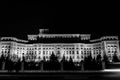 BW photo of the famous Palace of the Parliament Palatul Parlamentului in Bucharest, capital of Romania