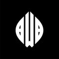 BWB circle letter logo design with circle and ellipse shape. BWB ellipse letters with typographic style. The three initials form a Royalty Free Stock Photo