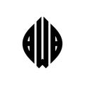 BWB circle letter logo design with circle and ellipse shape. BWB ellipse letters with typographic style. The three initials form a Royalty Free Stock Photo