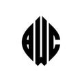 BWC circle letter logo design with circle and ellipse shape. BWC ellipse letters with typographic style. The three initials form a