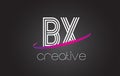 BX B X Letter Logo with Lines Design And Purple Swoosh.