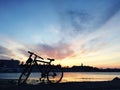 bycicle and a sunset Royalty Free Stock Photo