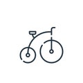 bycicle vector icon isolated on white background. Outline, thin line bycicle icon for website design and mobile, app development.