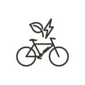 Bycicle vector thin line icon. Outline illustration of a eletric bike. Environment friendly. Alternative means of transport Royalty Free Stock Photo