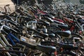 Hundreds of bikes on sidewalk