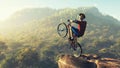 Byciclist on top of a mountain Royalty Free Stock Photo