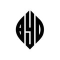 BYD circle letter logo design with circle and ellipse shape. BYD ellipse letters with typographic style. The three initials form a