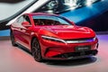 BYD Han all-electric car showcased at the Paris Motor Show, France - October 17, 2022