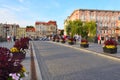 Bydgoszcz center with the old town tenements and Mostowa street at the Brda River Royalty Free Stock Photo