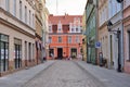 Street with old tenement houses at historical center of Bydgoszcz Royalty Free Stock Photo