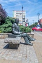 Bench sculpture of citizen of Bydgoszcz, eminent mathematician, brilliant cryptographer breker Royalty Free Stock Photo