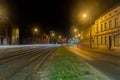 Night view on Jagiellonska street, historic street from downtown district in Bydgoszcz