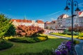 Bydgoszcz, Poland - June 3, 2023: Architecture of the city center of Bydgoszcz at Brda river in Poland