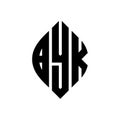 BYK circle letter logo design with circle and ellipse shape. BYK ellipse letters with typographic style. The three initials form a Royalty Free Stock Photo