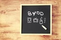 Byod concept written on blackboard