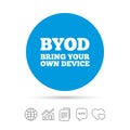 BYOD sign icon. Bring your own device symbol.