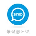 BYOD sign icon. Bring your own device symbol.