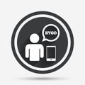 BYOD sign icon. Bring your own device symbol. Royalty Free Stock Photo