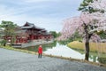 Byodo-in Temple in Uji, Kyoto, Japan during spring. Cherry blossom in Kyoto, Japan Royalty Free Stock Photo