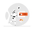 Bypass captcha, Anti captcha, Solving service. Robot clicking on captcha - I\'m not a robot. Illustration with people scene