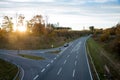 Bypass road around the village, sunset scenery in autumn