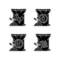 Byproduct fertilizers black glyph icons set on white space Royalty Free Stock Photo