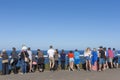 Byron Bay, Australia - June 2, 2016: Tourists and visitors of Cape Byron Lighthouse enjoying the ocean view from the high Royalty Free Stock Photo