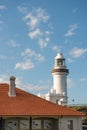 Byron Bay Lighthouse with keeper`s cottage in the foreground