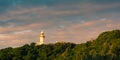 Byron Bay lighthouse view from the distance ion the hill Royalty Free Stock Photo