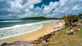 Byron Bay, NSW, Australia - Main Beach with the lighthouse in the background Royalty Free Stock Photo