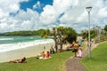 Byron Bay, NSW, Australia - Main Beach with the lighthouse in the background Royalty Free Stock Photo