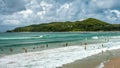 Byron Bay, NSW, Australia - Main Beach with the lighthouse in the background Royalty Free Stock Photo