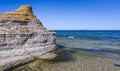 Byrum cliffs with Blue Virgin island on horizon Royalty Free Stock Photo