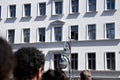 Bystanders looking onto to protest for George Floyd in Hermannplatz Neukolln Berlin Germany