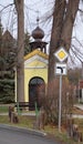 Bystrany, Czech republic - December 15, 2018: centre of village with Kaple Neposkvrneneho poceti Panny Marie chapel during