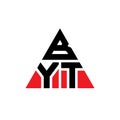BYT triangle letter logo design with triangle shape. BYT triangle logo design monogram. BYT triangle vector logo template with red Royalty Free Stock Photo