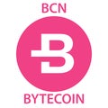 Bytecoin Coin cryptocurrency blockchain icon. Virtual electronic, internet money or cryptocoin symbol, logo Royalty Free Stock Photo