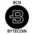 Bytecoin Coin cryptocurrency blockchain icon. Virtual electronic, internet money or cryptocoin symbol, logo Royalty Free Stock Photo