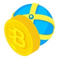 Bytecoin cryptocurrency icon isometric vector. Globe icon near big bytecoin coin Royalty Free Stock Photo