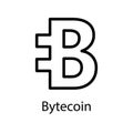 Bytecoin icon for internet money. Crypto currency symbol. Blockchain based secure cryptocurrency. Vector