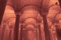 Byzantine architecture. Columns and vaults of a cistern Royalty Free Stock Photo